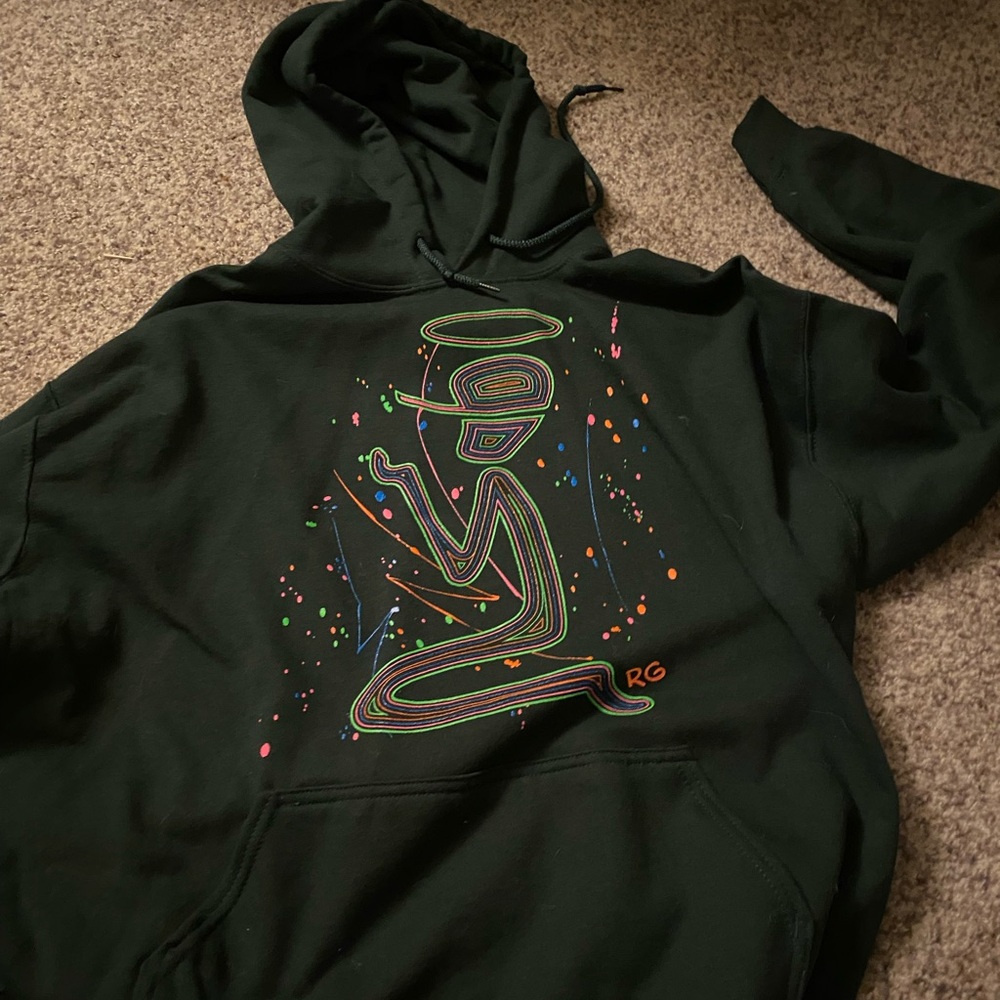Graphic Black Hoodie with Colorful Design